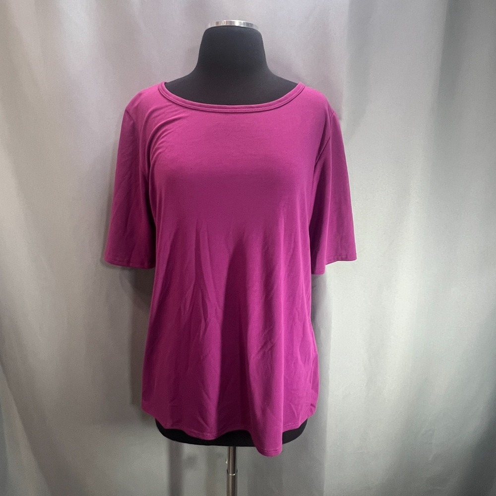 Lularoe Classic T Shirt Women 2XL Magenta Purple Stretch Short Sleeve Scoop Neck
